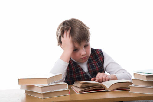 Child studying, student